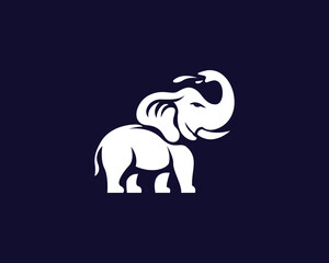 stand elephant playing water spray with trunk logo design template illustration inspiration