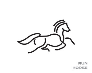 line art running horse logo design template illustration inspiration