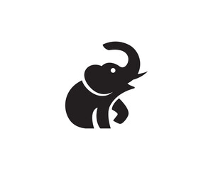 simple elephant black silhouette logo design template illustration inspiration