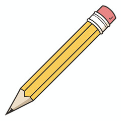 Red wooden pencil and eraser for school and office writing isolated on white background