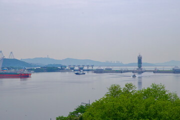 West Sea Lock and Incheon Port from Ara Waterway