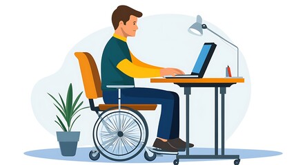A man with cerebral palsy using motorized wheelchair ramp

