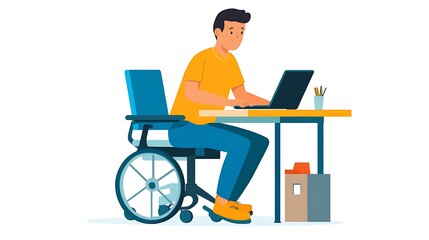 A man with cerebral palsy using motorized wheelchair ramp

