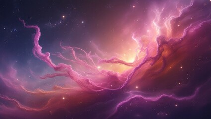 Cosmic nebula pink purple swirling galaxy starscape