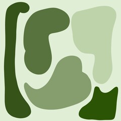 Abstract Green Organic Blob Shapes on Pastel Background. Ideal for use in home decor, wallpapers, textiles, packaging, and branding materials. Perfect for eco-friendly or nature-themed visual projects