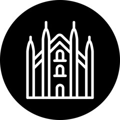 Obraz premium Milan Cathedral Vector Line White Circle Black Icon Design