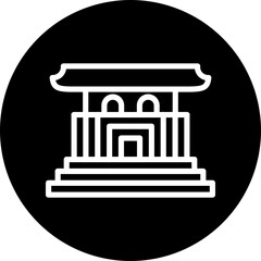 Forbidden City Vector Line White Circle Black Icon Design