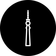 Berlin TV Tower Vector Line White Circle Black Icon Design © Muhammad Rizwan