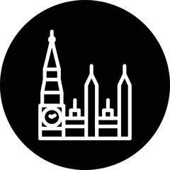 Big Ben Vector Line White Circle Black Icon Design