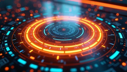 Futuristic digital interface in neon colors, technology concept for visionary designs