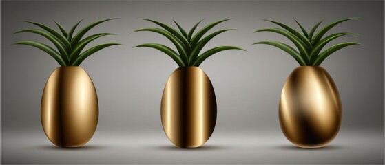 Golden Easter eggs with pineapple tops