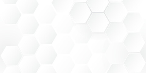 Naklejka premium White hexagons geometric background, minimal honeycomb pattern wallpaper, 3d render illustration.