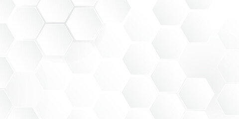 Fototapeta premium White hexagons geometric background, minimal honeycomb pattern wallpaper, 3d render illustration.