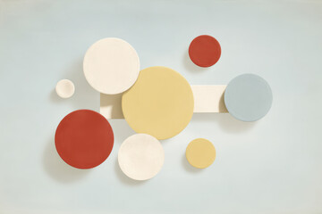 captivating arrangement of geometric shapes and abstract forms showcasing dynamic interplay of color spots against