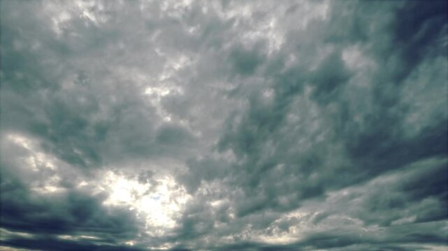 timelapse of the sky of massive gray snow or rain clouds