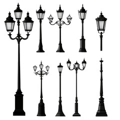 Set of various classic European Style on isolated transparent cutout PNG Background