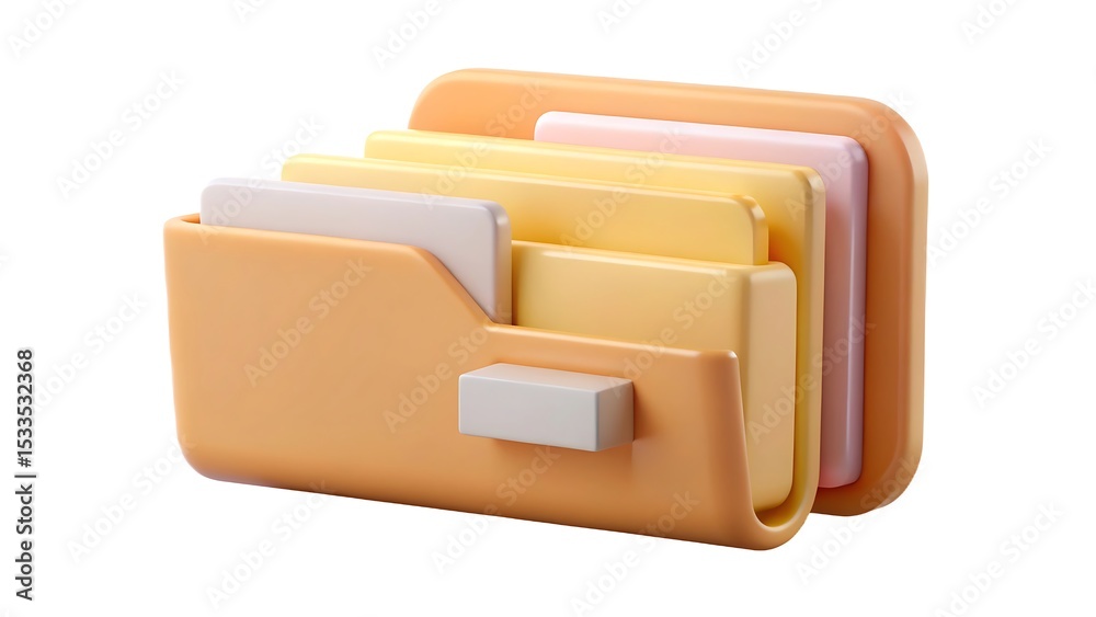 Fototapete 3d rendered illustration of a stylized folder holding documents representing data and information ma