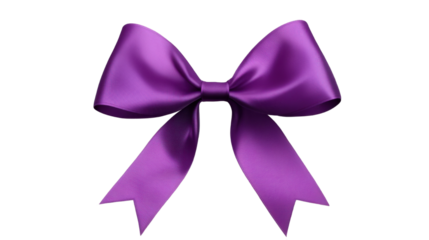 Purple bow with satin ribbon texture isolated on white background