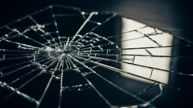 Shattered Glass Surface Close-Up