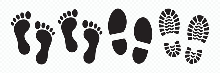 Human Footprint Shoe Print Silhouette Collection Vector