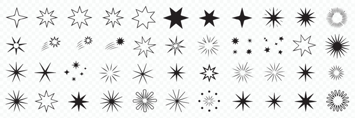 Star and sparkle icons set graphic Vector