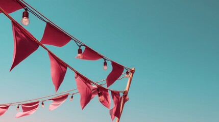 Flag flying over clear sky background with festive feel