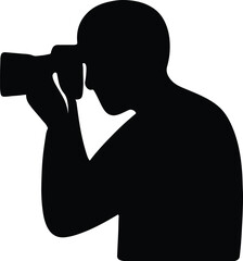 Silhouette photographer taking picture with camera flat design vector illustration