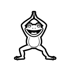 Funny Frog Logo, Comical Frog in a Yoga Pose, Flat Design