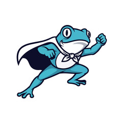 Funny Frog Logo, Frog Mascot in Superhero Pose With Cape