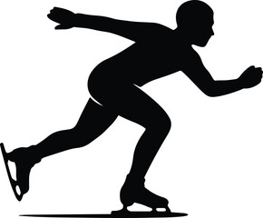 Silhouette speed skater sportsman athletic competition vector illustration