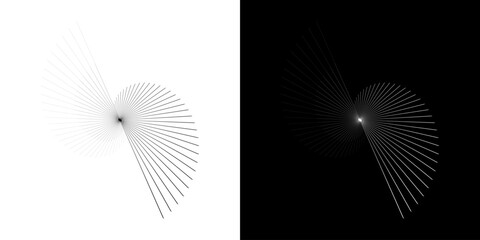 Dynamic abstract spiral sound wave rhythm lines. Circular spiral sound wave rhythm of lines. Circular futuristic abstract lines, black and white background.
