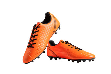 Orange soccer cleats isolated on transparent background