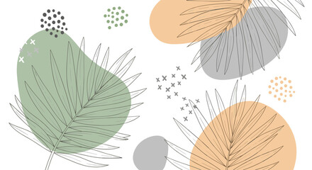 Aesthetic Abstract Pattern Featuring Geometric Shapes Botanical Elements and Earthy Tones