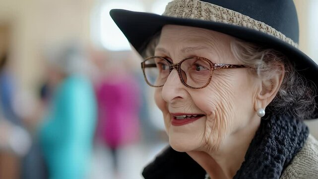 Smiling Elderly Woman Portrait Close-up