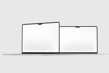 Realistic two laptop mockup blank	