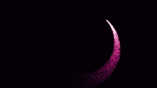 multi color glitter light magic trail spiral animation on black background. Four sets of fairy dust on screen. Glowing particle trail moving on black screen. magic particles light flying in screen.