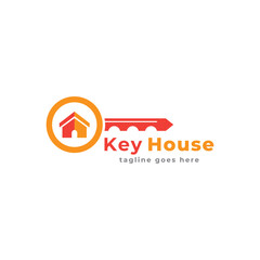 House and key logo design for business or building