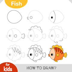 Cute fish drawing tutorial for kids. Easy guide on how to draw step by step for beginners and young kids
