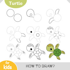 Learn how to draw a cute turtle with vector activity worksheet