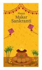 Festive Makar Sankranti Illustration with Kites and Sweet Treats-04