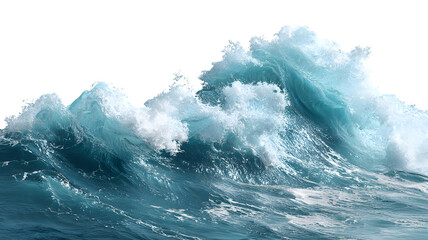 Stunning ocean wave breaking close up shot showing azure water and white foaming crests with dark background