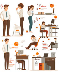 A comprehensive visual concept of office syndrome symptoms.