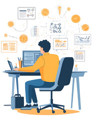 A comprehensive visual concept of office syndrome symptoms.