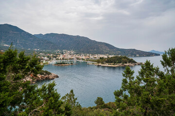 Coastal Town and Harbor View in Methana, Greece