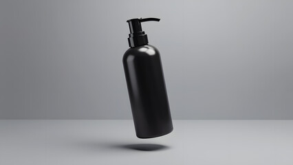 Floating pump bottle mockup in minimalist scene