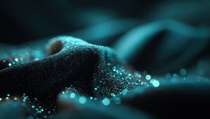 Teal & black textured surface, glittering details