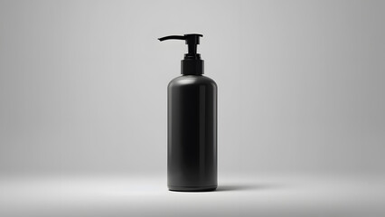 Matte bottle mockup with pump on gray background
