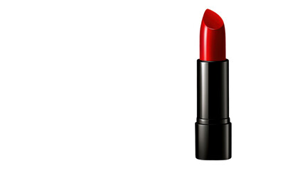 Fototapeta premium Red lipstick cosmetic product with open cap isolated on white background 