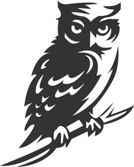 Elegant Owl Logo in Monochrome Vector Style