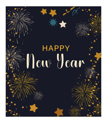 Sparkling Happy New Year Illustration with Fireworks and Stars-07